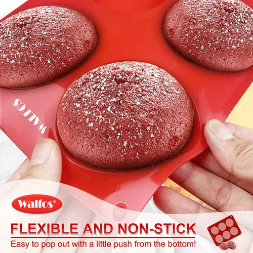 Miniatura 2 de Walfos Juego de Moldes de Silicona para Copetes de Magdalenas, Moldes Antiadherentes para Hornear Pasteles Whoopie, Grado Alimenticio y Sin BPA