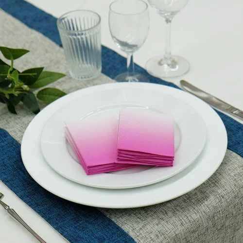 Miniatura 3 de Servilletas de cena de origami en forma de estrella en rosa y blanco degradado (desechables), paquete de 12, 23 x 15 pulgadas, papel de 3 capas