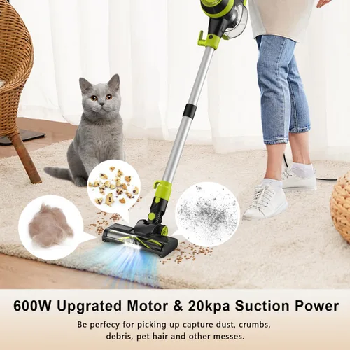 Miniatura 2 de Intercleaner Aspiradora con cable de 23 pies, 2 modos de operación, potente barra de succión, tubo ajustable de 19 a 30 pulgadas, aspiradora de mano