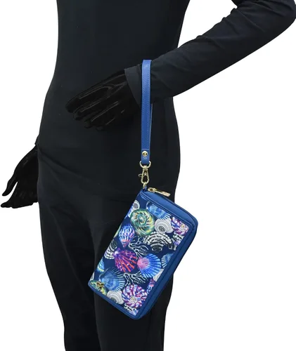 Miniatura 5 de Anuschka RFID Blocking Wristlet Travel Wallet - Wanderlust Collection - Nylon Fabric with Genuine Leather Trim and Artwork Print