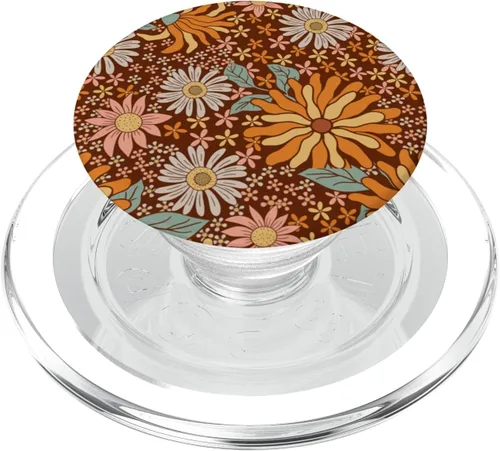 Miniatura 7 de Retro Flowers Meadow Floral Groovy 70s 1970 PopSockets intercambiables PopGrip