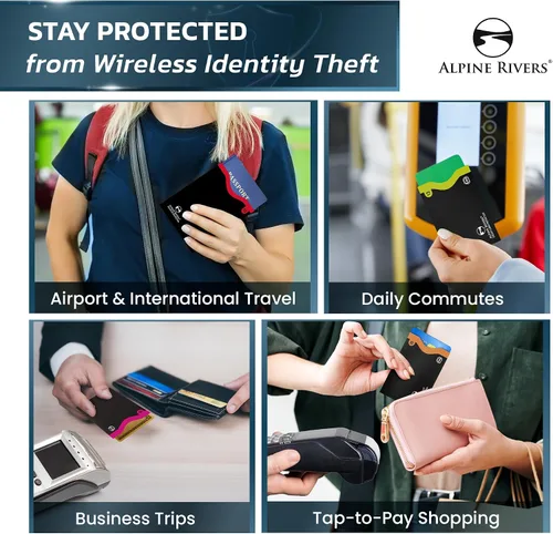 Miniatura 16 de 18 fundas de bloqueo RFID (14 soportes para tarjetas de crédito y 4 protectores para pasaportes) conjunto de protección premium contra robo