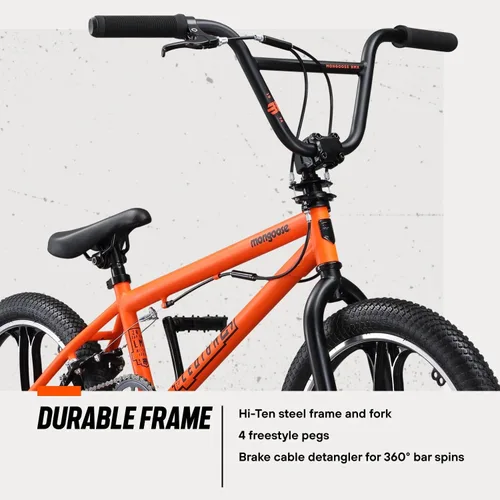Miniatura 5 de Mongoose Legion Bicicleta BMX, bicicleta de 16, 18 o 20 pulgadas para niños y adultos, marco de acero Hi-Ten, engranaje 25x9T, 36x16T o 40x16T
