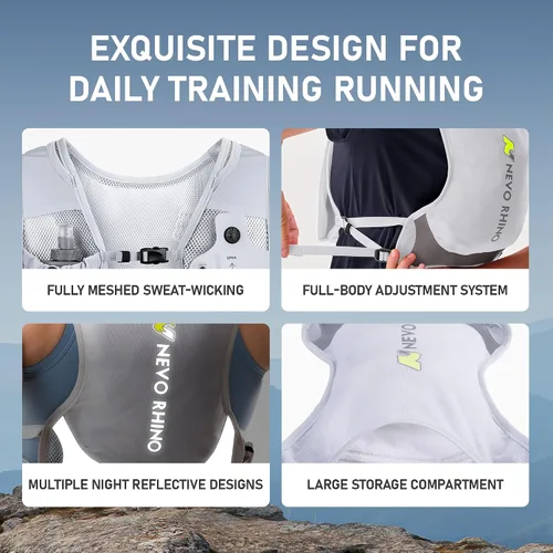 Miniatura 5 de Chaleco para correr con Botella Blanda de 350 ML de TPU, Chaleco Pequeño de Agua para Correr - Correas de Pecho Ajustables, Chaleco Ligero