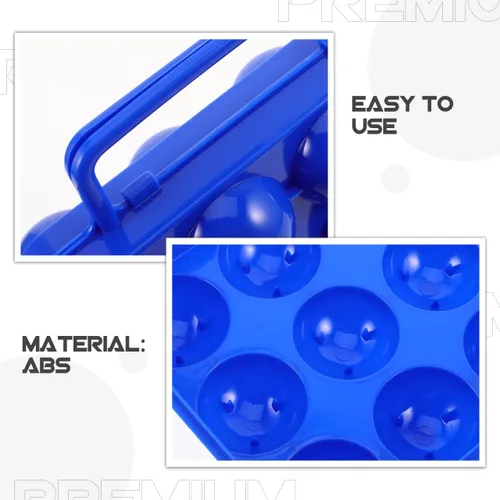 Miniatura 7 de Porta huevos portátil, azul, plástico, caja de almacenamiento de huevos de 6 rejillas con asa, diseño plegable, 150