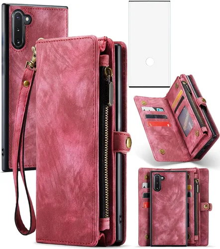 Miniatura 9 de Asuwish Funda de teléfono para Samsung Galaxy Note 10 Glaxay Note10 5G con cremallera, funda desmontable con protector de pantalla de vidrio Azul