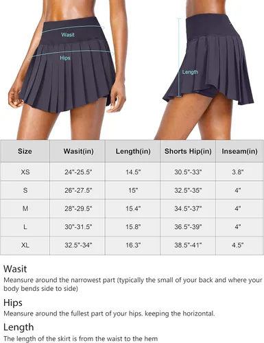 Miniatura 7 de SANTINY Women's Pleated Tennis Skirt 4 Pockets High Waisted Skort with Shorts Athletic Golf Skorts Skirts for Women