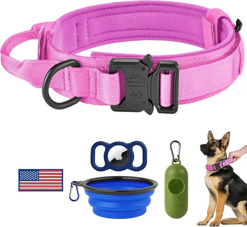 Miniatura 10 de HYDEME Collar táctico ajustable para perro, collar de nailon de entrenamiento militar con mango de control y hebilla de metal pesado para perros