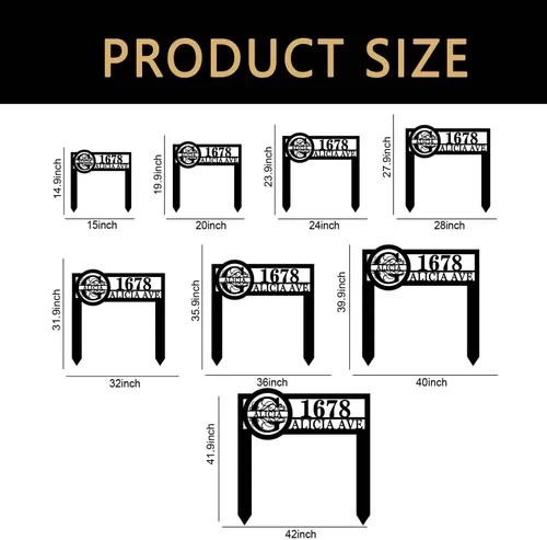 Miniatura 6 de Placa de dirección de metal personalizada con monograma que muestra la dirección y el nombre de la calle, letrero de dirección del número de casa
