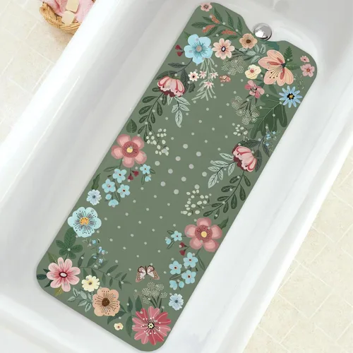 Miniatura 13 de Alfombra para Bañera Antideslizante, Alfombra Bohemia Cuadrada para Bañera y Piso de Ducha con Ventosas para Adultos, Niños y Ancianos, 21 x 21