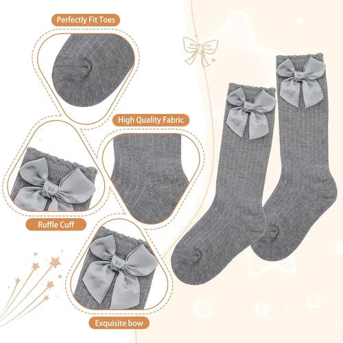 Miniatura 8 de Century Star Calcetines de bebé para niña, calcetines altos hasta la rodilla, calcetines antideslizantes para niños, calcetines de tubo