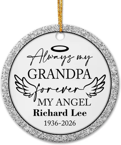 Miniatura 7 de Adorno de cerámica personalizado con texto en inglés "A Piece of My Heart is in Heaven" para Navidad 2026, adorno cardenal rojo conmemorativo