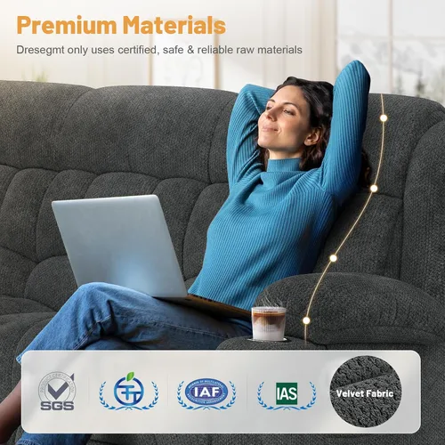 Miniatura 3 de Dresegmt Juego de sofá reclinable loveseat, diseño de respaldo medio abatible, sofá reclinable de 3 plazas y 2 sillas reclinables individuales