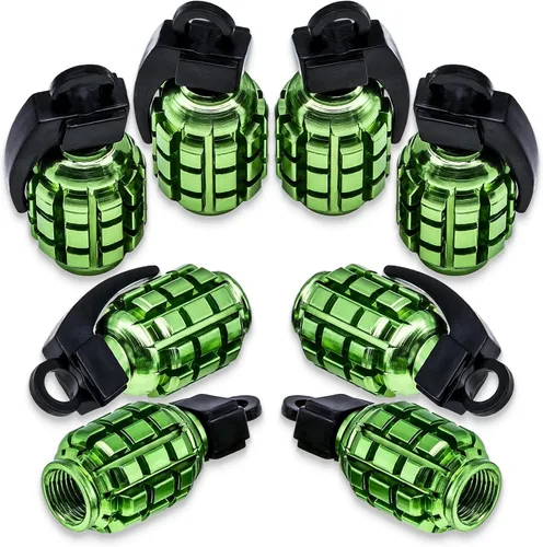 8 tapas de vástago de válvula de neumático, tapas de válvula de neumático de acero inoxidable para automóviles, camiones, SUV, motocicletas, Verde