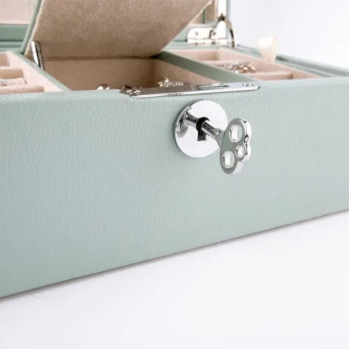 Miniatura 5 de Vlando Organizador retro con cerradura para joyas, collares, aretes, anillos, estuche de almacenamiento con llave, el mejor regalo para mujeres