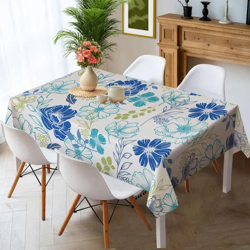 Miniatura 5 de Hexagram Mantel de verano de 60 x 84 pulgadas, mantel rectangular floral para temporada de granja para el hogar, picnic, cocina, comedor, decoración