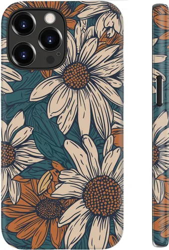 Miniatura 7 de Funda para iPhone 12 Mini, compatible con carga inalámbrica, protección de doble capa con elegante diseño de flores silvestres, silicona suave +