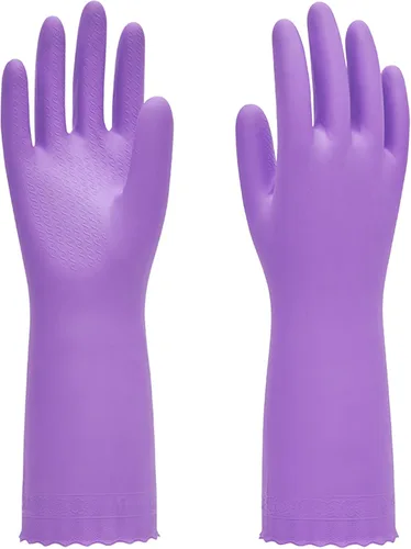 Miniatura 8 de PACIFIC PPE 2 pares de guantes de limpieza reutilizables para lavavajillas, hogar, cocina, forro de algodón, azul, talla S