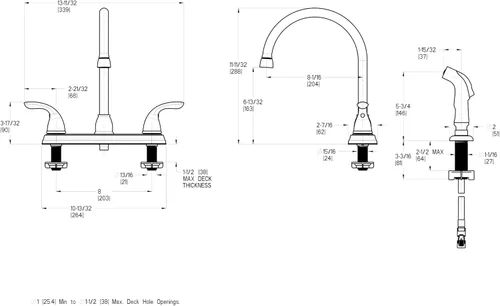 Miniatura 2 de Pfister Pfirst Serie Grifo de fregadero de cocina de 2 manijas con rociador lateral en cromo pulido compatible con ADA con boquilla giratoria