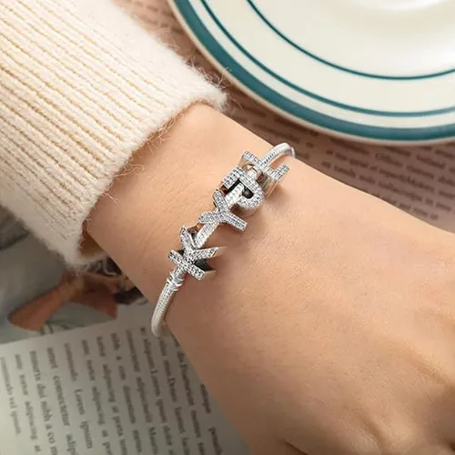 Miniatura 123 de PARCOM Dijes de letras compatibles con pulseras Pandora de plata esterlina S925 con iniciales para pulseras del alfabeto A-Z, cuentas de letras