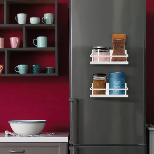 Miniatura 4 de NHZ Estante magnético para especias, refrigerador magnético para especias, estante magnético, estantes metálicos para refrigerador con imanes extra