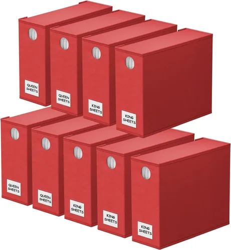Miniatura 19 de SpaceAid Paquete de 6 organizadores y almacenamiento de sábanas, organizador de sábanas plegable con ventana para armario de lino, juego de carpetas