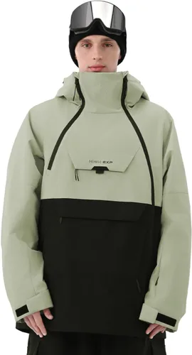 Miniatura 6 de Chaqueta de esquí para hombre 3L Anorak de snowboard, chamarra de nieve holgada con capucha, impermeable, cortavientos, aislante, para invierno