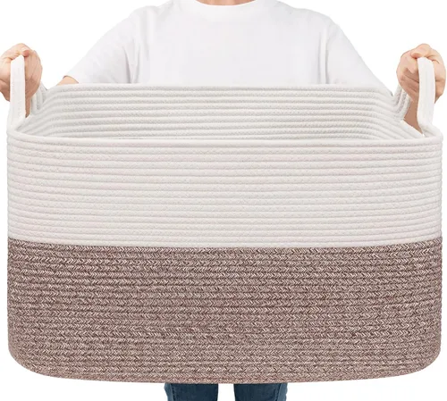 Miniatura 16 de Goodpick Cesta Grande de Almacenamiento de Juguetes, Cestas de Cuerda de Algodón Gris Contenedor de Almacenamiento de Juguetes para Bebé, Niños