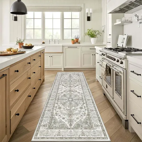 Miniatura 55 de U'Artlines Alfombra de Área Bohemia Lavable, 2x3 Pequeña Suave Antideslizante Vintage Felpudo para Puerta Frontal Interior Alfombra Verde