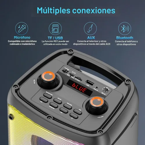 Miniatura 5 de Altavoz Bluetooth, altavoces para exteriores de 80W de potencia máxima, Bluetooth inalámbrico, TWS altavoces portátiles para fiestas con subwoofer
