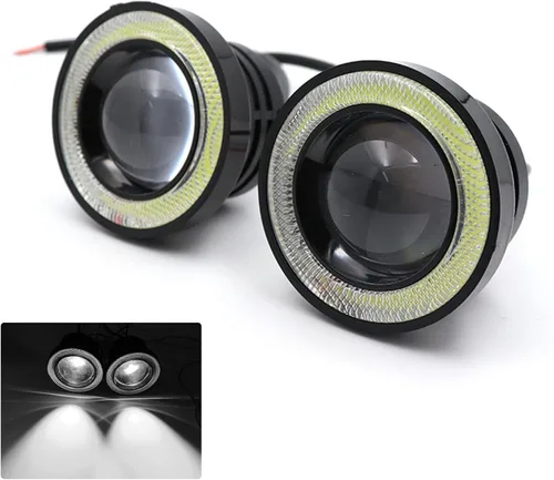 Faros antiniebla LED con anillo halo, ojos de ángel, luces diurnas DRL, lámparas de proyector súper brillantes con abertura COB redonda, 12V 10W,