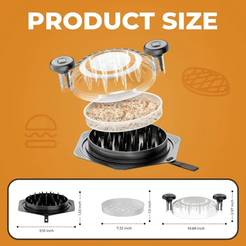Miniatura 9 de Cleangor Trituradora de pollo, grande, sin BPA, con mango ergonómico, herramienta trituradora de alimentos antideslizante para cerdo, carne de res