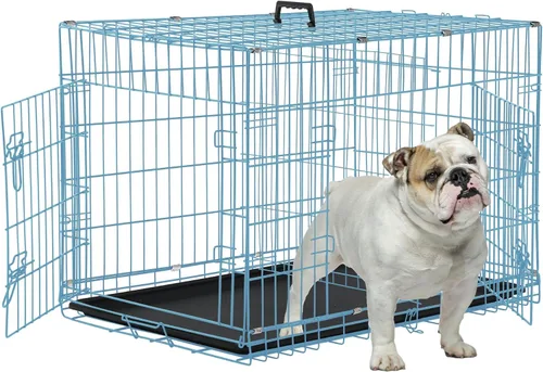 Miniatura 10 de Jaulas extra grandes de 48 pulgadas para perros medianos, jaula plegable XXL de doble puerta para perros grandes, jaulas para perros para interiores