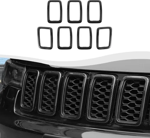 Miniatura 10 de RT-TCZ 7 piezas de insertos de malla para parrilla delantera, kit de insertos de cubiertas de anillos para Jeep Grand Cherokee 2017 2018 2019 2020