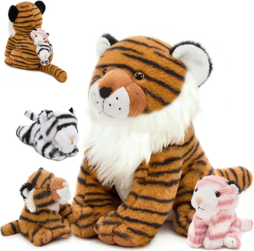 Miniatura 26 de MorisMos - Animales de peluche de lagarto, mamá camaleón gigante de 27 pulgadas con 4 lagartos bebés, juguetes para niños y niñas, mamá iguana