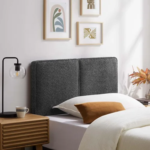 Miniatura 15 de Modway Lindee - Cabecero tapizado tamaño individual con tela de boucle pizarra, cabecero estilo almohada para habitación de niños o dormitorio