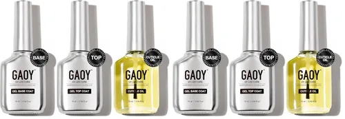 Miniatura 15 de GAOY Juego de 2 capas base y capa base de gel vidrioso de 0.6 fl oz, combinación de base para esmalte de uñas curado con luz UV Capa superior de gel