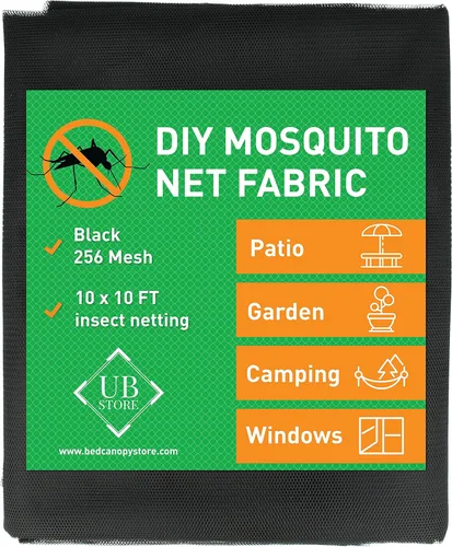 Mosquitera negra de tela para bricolaje | Red de 10 x 10 pies | Cubierta contra insectos para jardín, patio, exterior y ventanas | Varios tamaños en