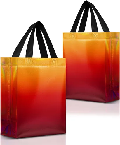 Miniatura 20 de Nush Nush Juego de 12 bolsas de regalo medianas degradadas – 4 impresionantes y brillantes bolsas de regalo reutilizables con asas – Bolsa de regalo