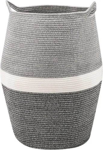 Miniatura 10 de YOUDENOVA - Cesta grande para ropa sucia de cuerda de algodón tejida,canasto de lavandería para el cuarto de lavar o el dormitorio, 25.6 pulgadas