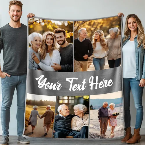 Miniatura 22 de Mantas personalizadas con 1 foto y texto impreso en Estados Unidos Manta personalizada con imagen de 30 x 40 pulgadas Mantas personalizadas