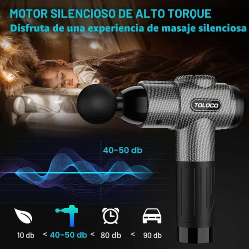 Miniatura 3 de TOLOCO Pistola de masaje, masaje de espalda de tejido profundo para atletas para aliviar el dolor, masajeador de percusión con 10 cabezales