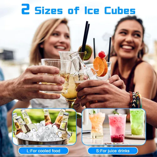 Miniatura 5 de Máquina de hielo portátil de 26 libras/24 horas con 2 tamaños de cubitos de hielo, 9 cubitos de hielo en 8 minutos, cuchara de hielo de diseño