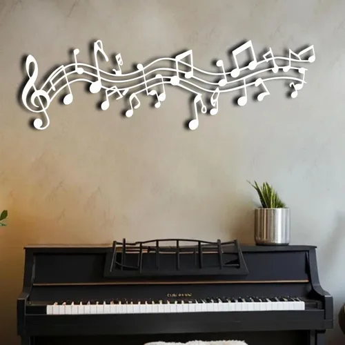 Miniatura 5 de ENJOYOO Nota musical de metal, nota de metal musical para pared para sala de estar, dormitorio