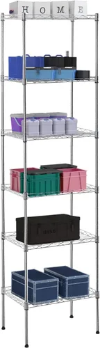 Miniatura 20 de Estantería metálica de almacenamiento de 6 niveles de 208.8 cm x 121.92 x 45.72 cm, con ruedas, resistente estante con capa de acero, cromado