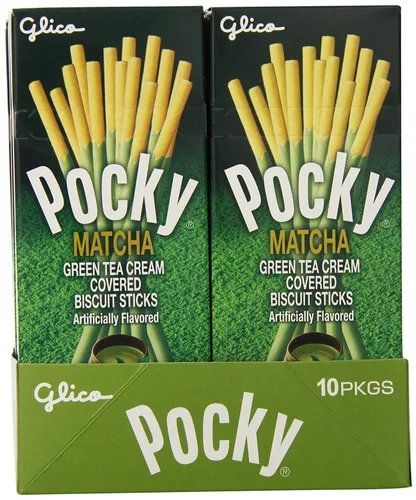Miniatura 10 de Glico Pocky, palitos de galletas cubiertos de crema de fresa, 9 paquetes individuales, bolsa de 3.81 onzas, caja de exhibición de 5