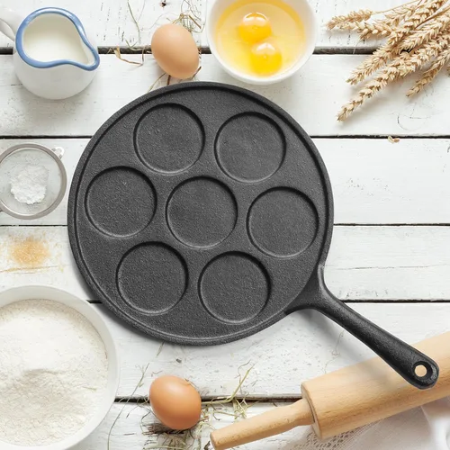 Miniatura 8 de Sartén para tortitas de panqueques de hierro fundido Commercial CHEF, plancha para panqueques tipo dólar de plata, fácil de limpiar y calienta