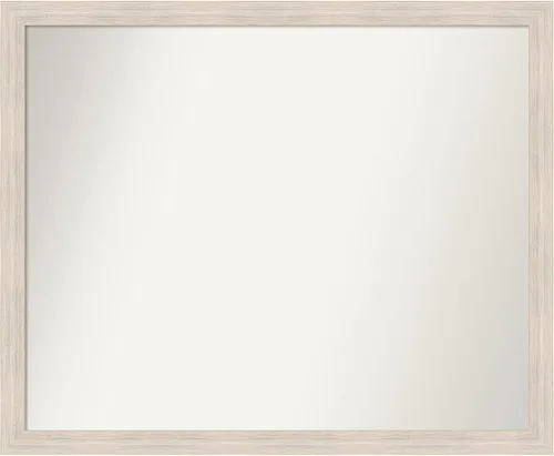 Miniatura 490 de Amanti Art Espejo de baño blanco para sobre el fregadero, 30 x 35 pulgadas, espejo de tocador rectangular estrecho de Eva de oro blanco, marco