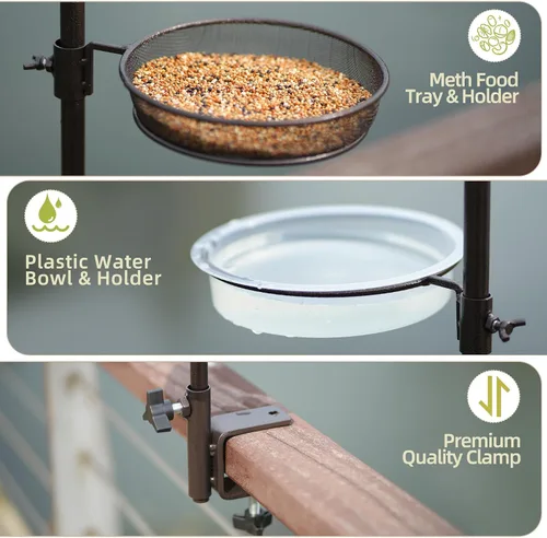 Miniatura 6 de ERYTLLY Gancho de cubierta para comedero de pájaros, poste de comedero de pájaros, porche, kit de estación de alimentación de pájaros, kit