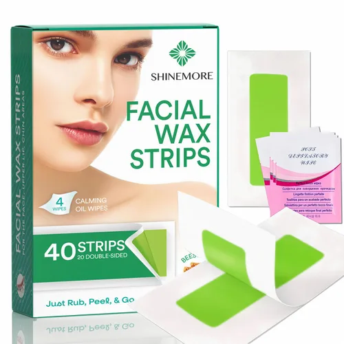 ShineMore Tiras de Cera Facial para Depilación - Hipoalergénica para Todos los Tipos de Piel - Suave y de Acción Rápida para Rostro, Cejas, Labio